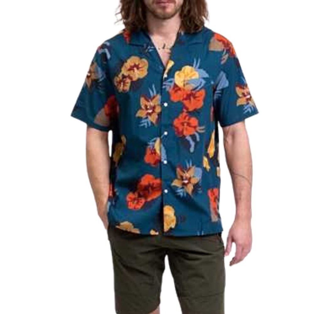 Officine Générale | Dario Blue Multi Floral Print Short Sleeve Shirt